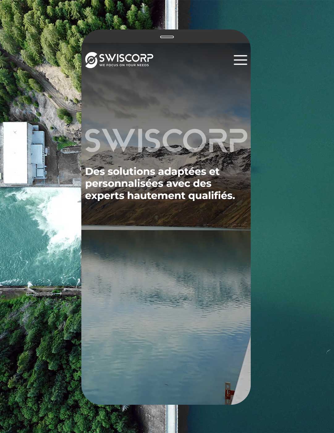Image représentant le site swiscorp sur smartphone